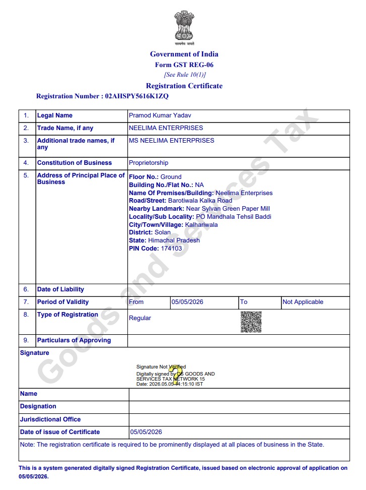 GST Registration Certificate